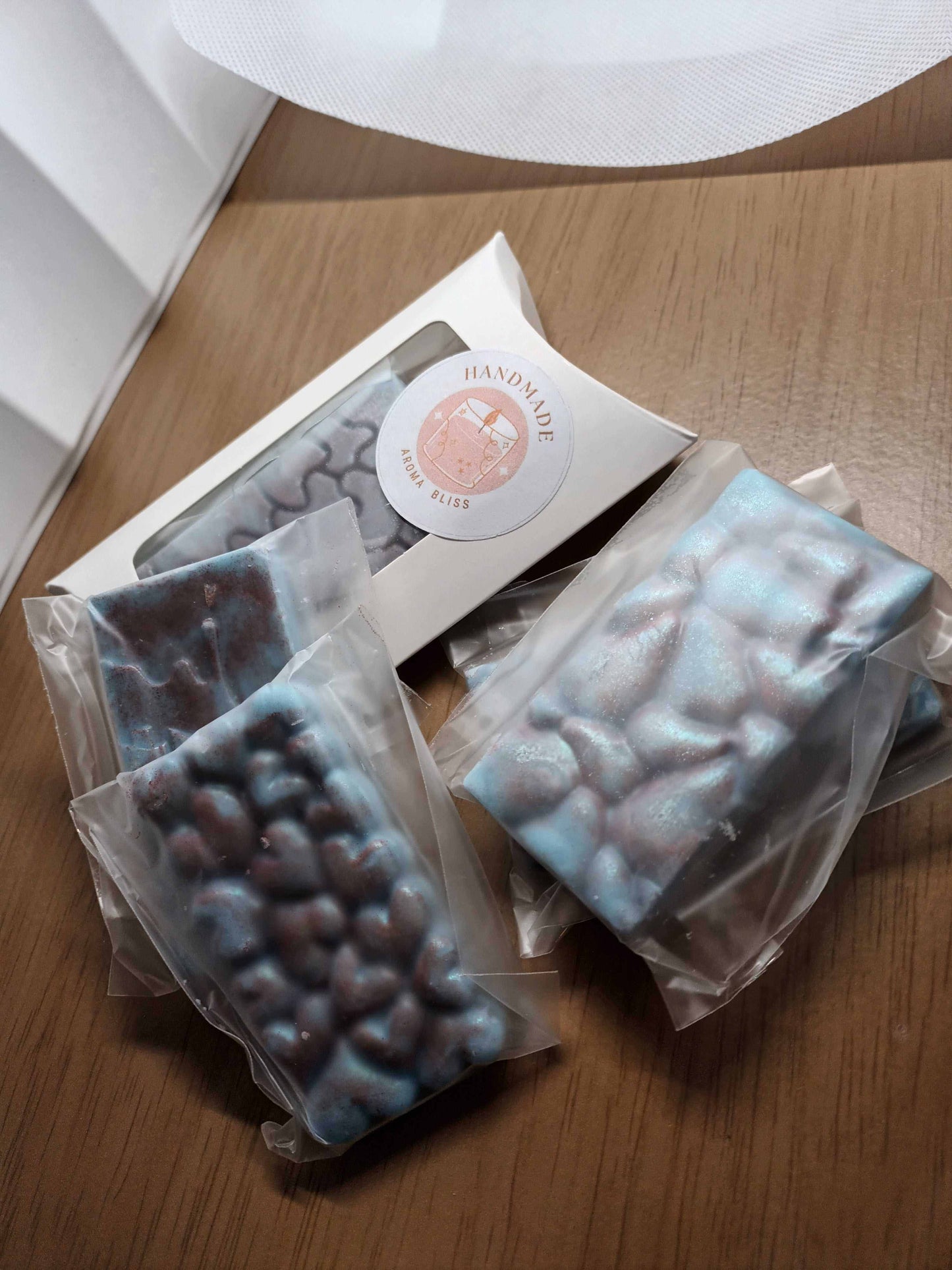 Handmade soy wax melts 2 pack in chocolate shapes, scented, eco-friendly packaging